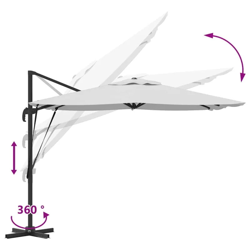 Roma Parasol Smėlio 286 x 284 x 265 cm Aliuminis ir poliesteris