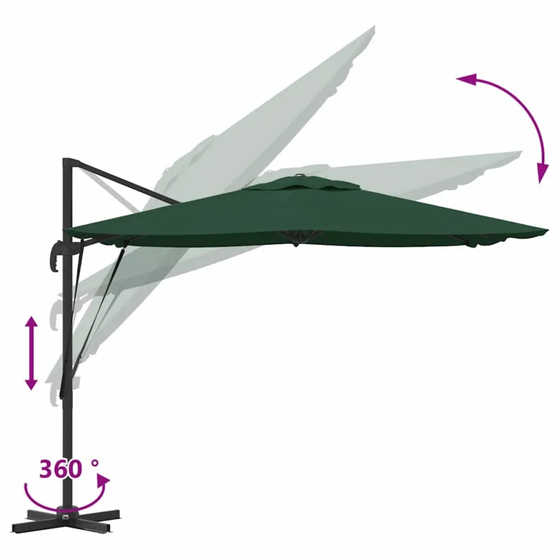 Roma Parasol Žalia 286 x 284 x 265 cm Aliuminis ir poliesteris