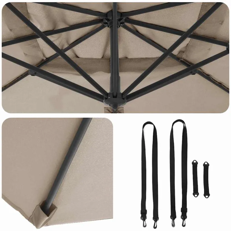 Roma Parasol Taupe 286 x 284 x 265 cm Aliuminis ir poliesteris