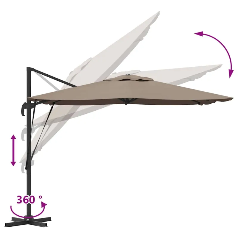 Roma Parasol Taupe 286 x 284 x 265 cm Aliuminis ir poliesteris