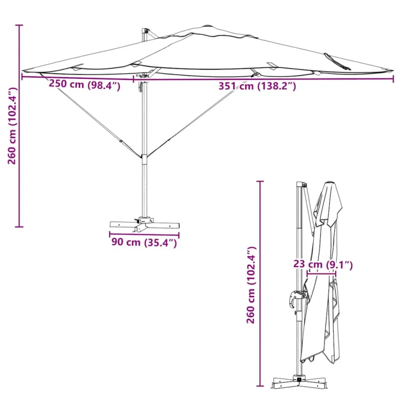 Skėtis nuo saulės Azurblau 351 x 250 x 260 cm