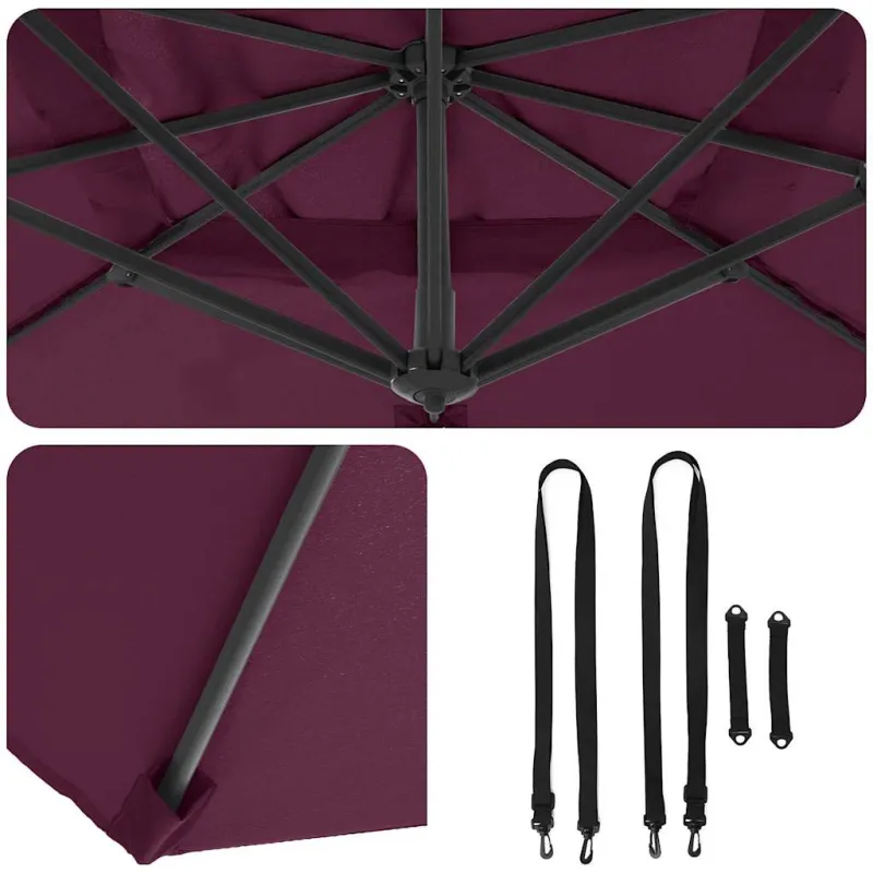 Skėtis nuo saulės Bordo raudona 351 x 250 x 260 cm