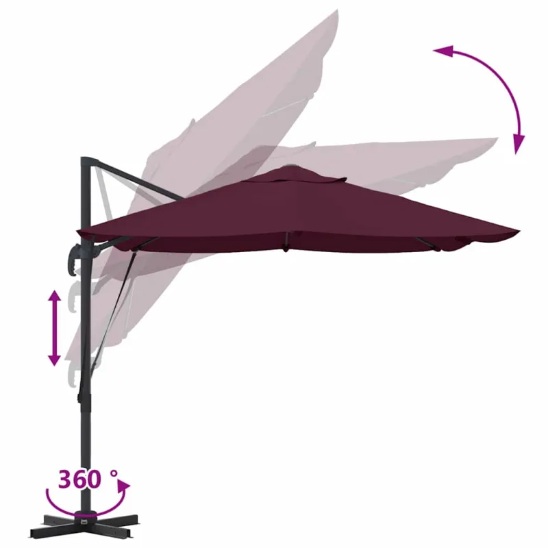 Skėtis nuo saulės Bordo raudona 351 x 250 x 260 cm
