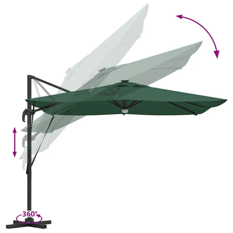 Roma Parasol Žalia 286 x 284 x 270 cm Aliuminis ir poliesteris