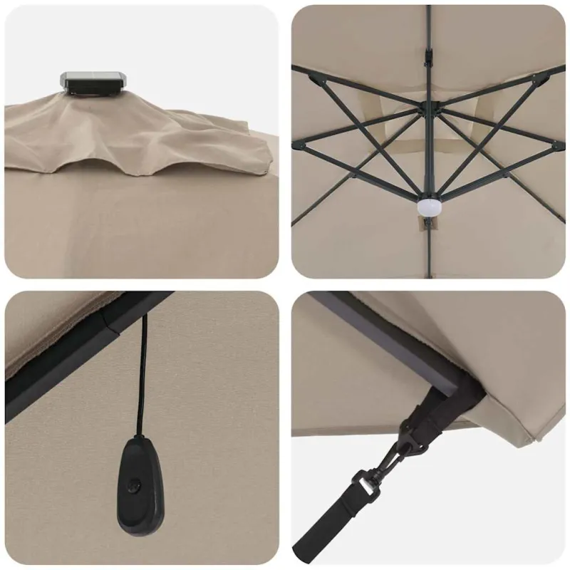 Roma Parasol Taupe 286 x 284 x 270 cm Aliuminis ir poliesteris