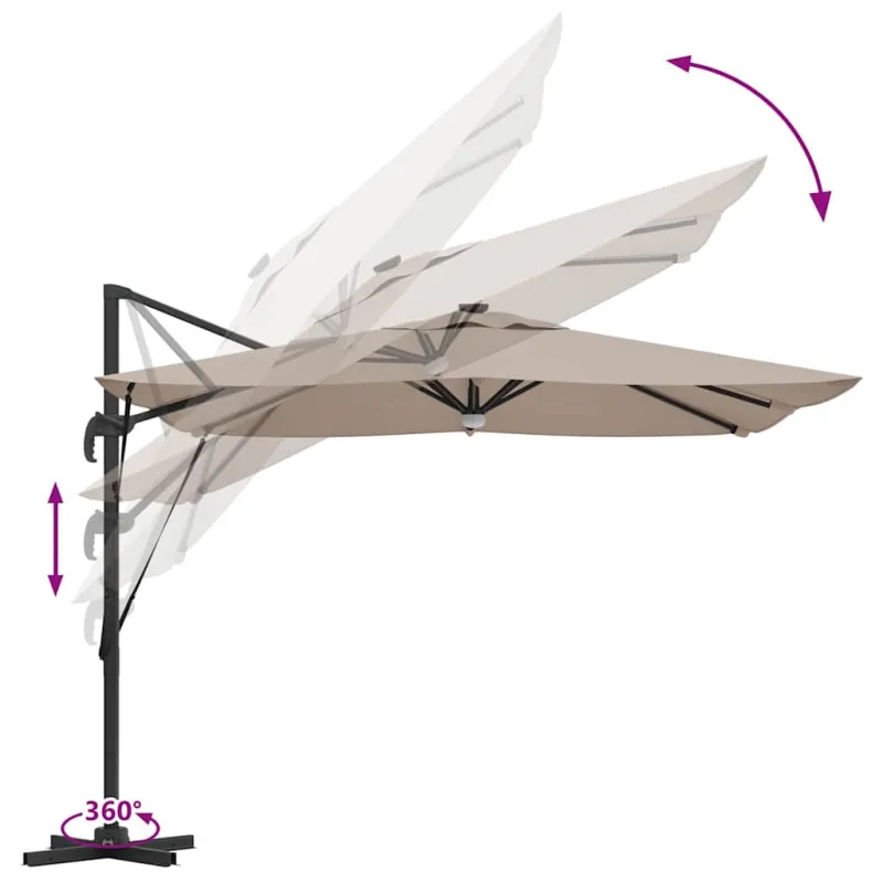 Roma Parasol Taupe 286 x 284 x 270 cm Aliuminis ir poliesteris