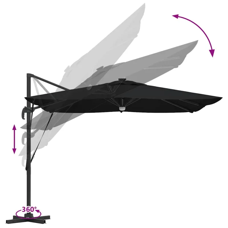 Roma Parasol Juoda 286 x 284 x 270 cm Aliuminis ir poliesteris