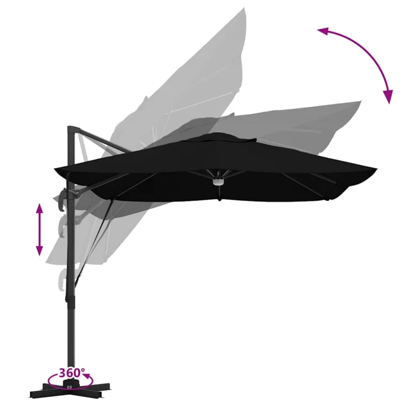 Skėtis nuo saulės Juoda 351 x 250 x 253 cm