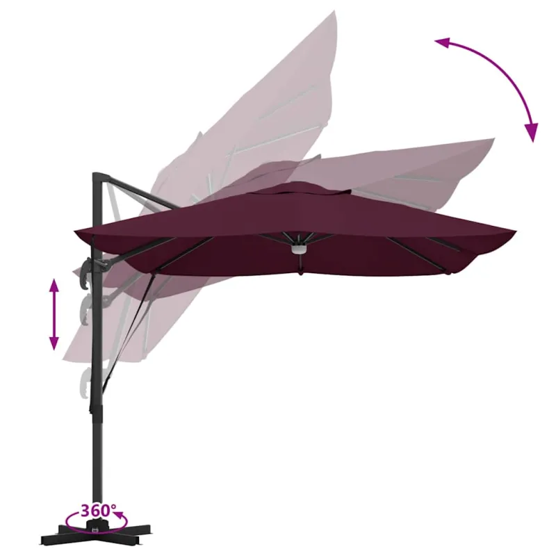 Skėtis nuo saulės Bordo raudona 351 x 250 x 253 cm