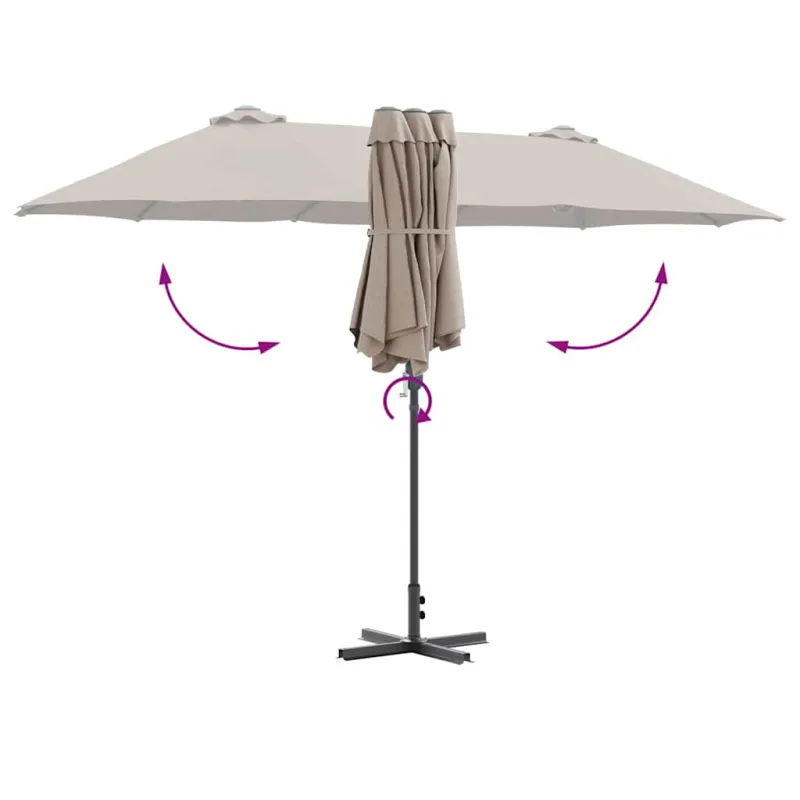 Sodo skėtis Taupe 370 x 197 x 239 cm Poliesteris ir aliuminis