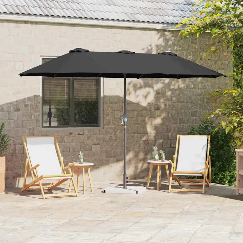Sodo skėtis Juoda 370 x 197 x 239 cm Poliesteris ir aliuminis