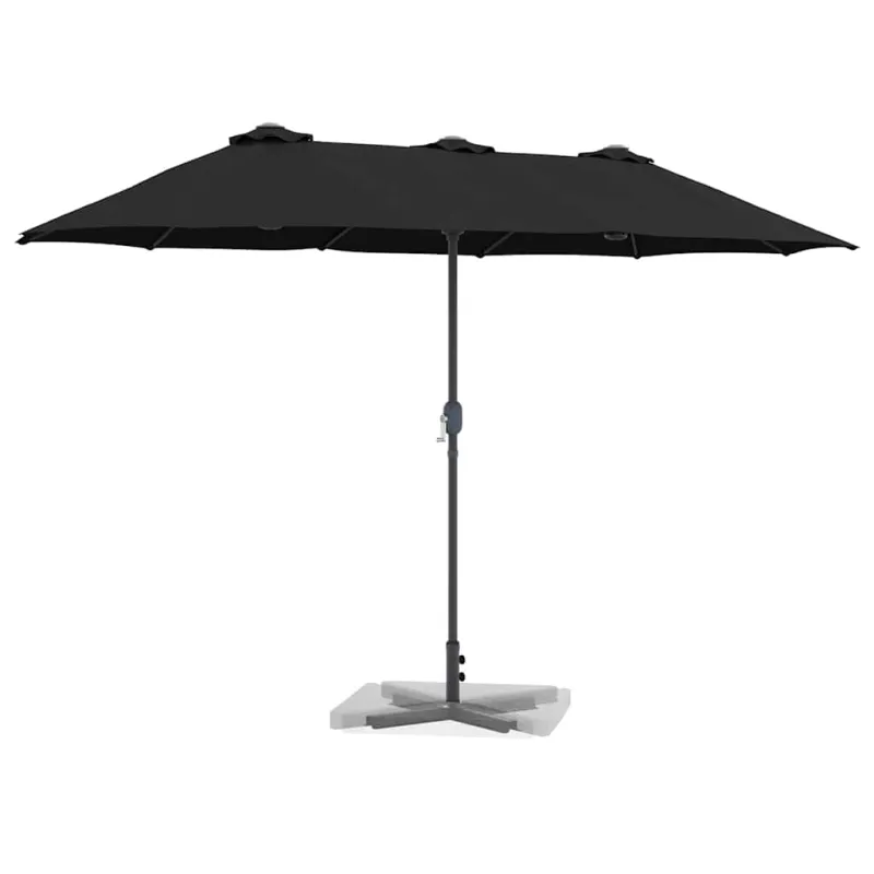 Sodo skėtis Juoda 370 x 197 x 239 cm Poliesteris ir aliuminis