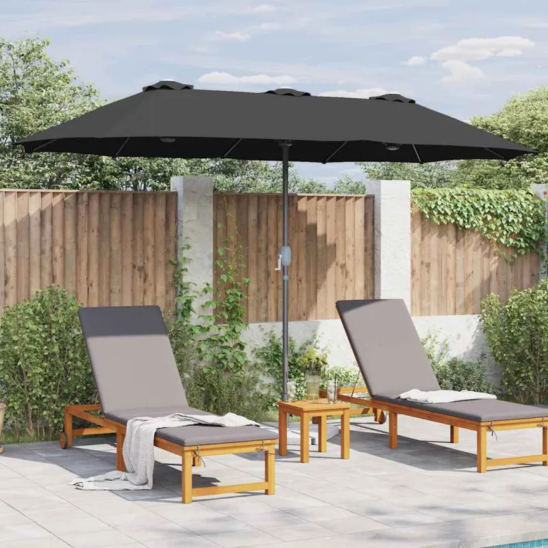 Sodo skėtis Juoda 370 x 197 x 239 cm Poliesteris ir aliuminis