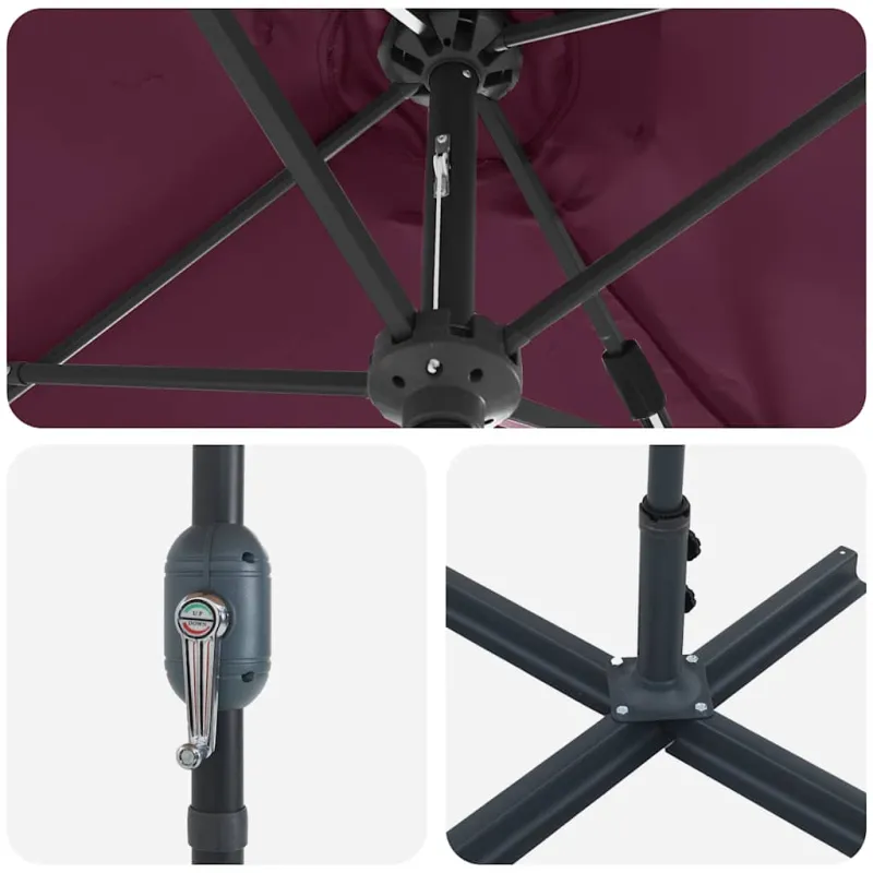 Sodo skėtis Bordo raudona 370 x 197 x 239 cm