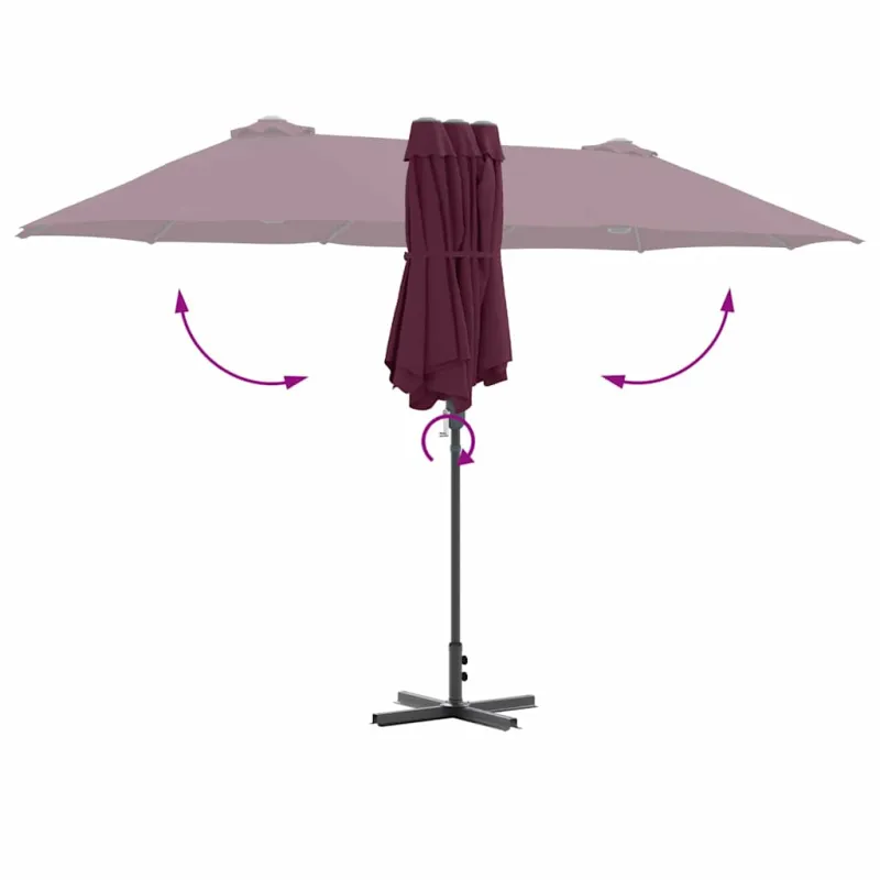 Sodo skėtis Bordo raudona 370 x 197 x 239 cm