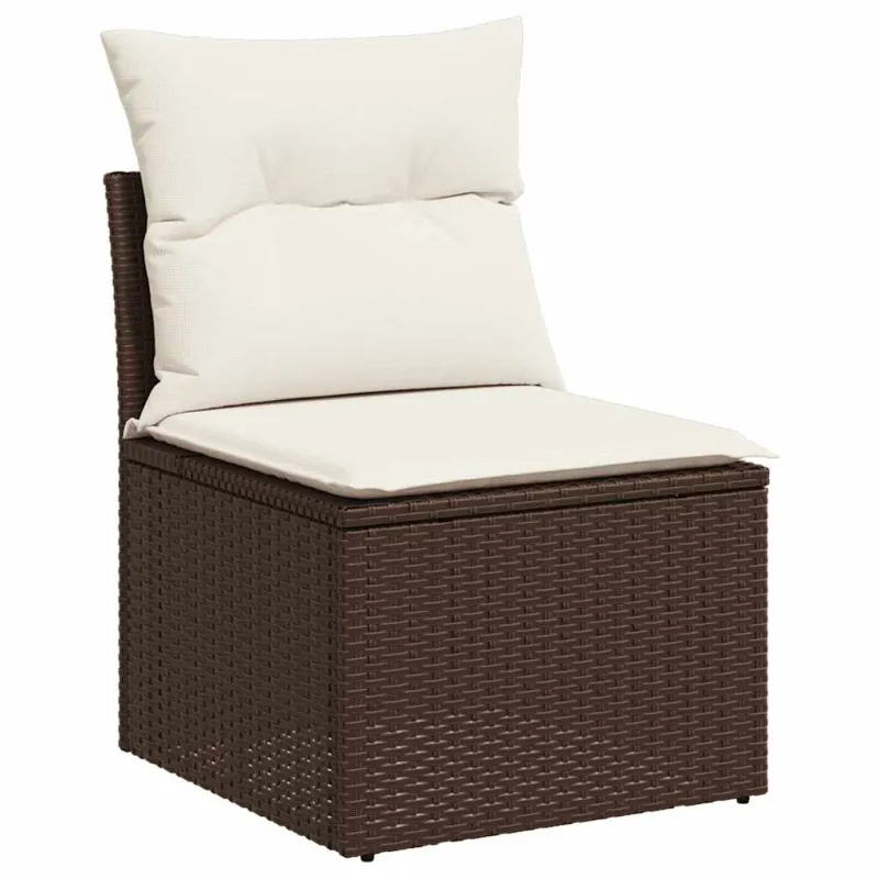 Sodo komplekti setti, 11 osaa, ruskea, polyrattana, pehmusteilla