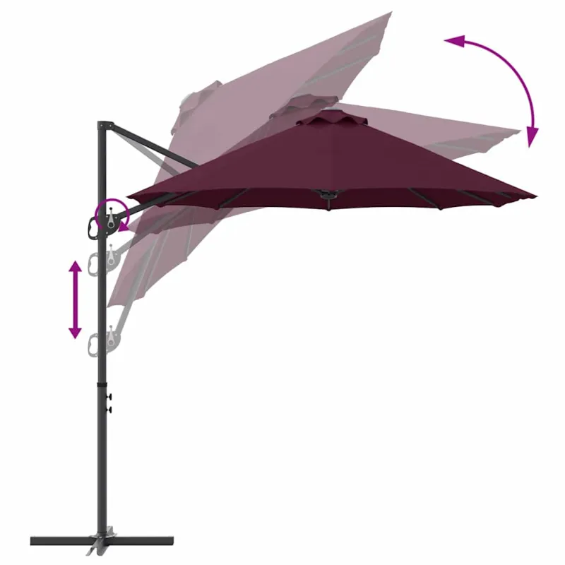 Skėtis nuo saulės Bordo raudona 372 x 198 x 243 cm