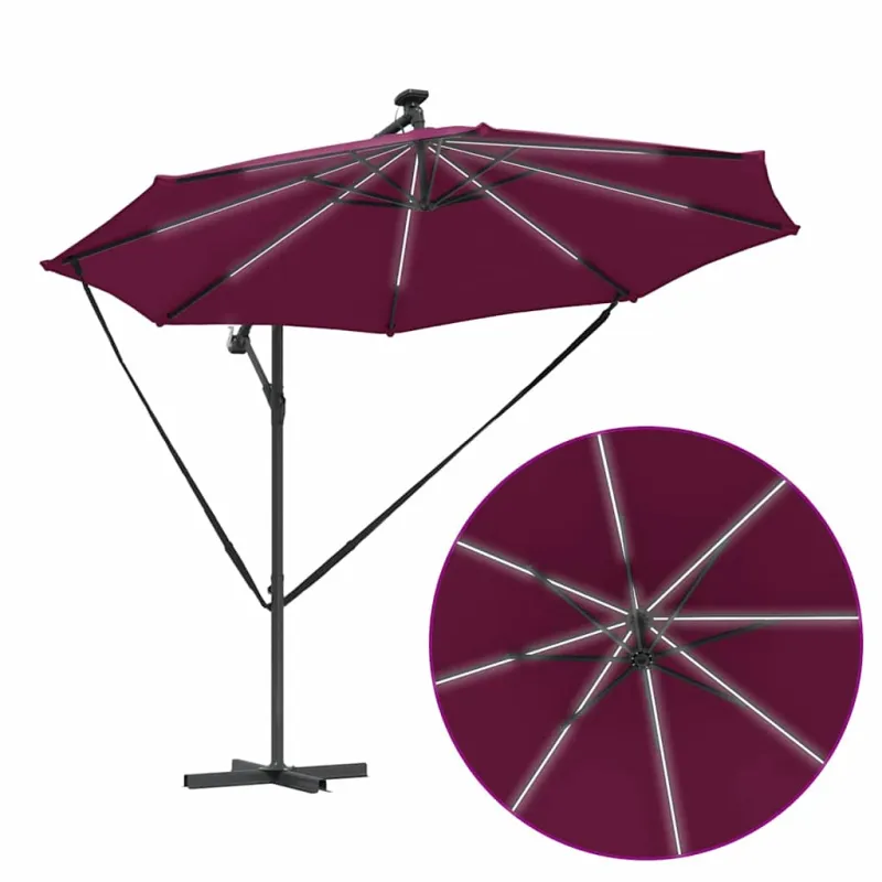 Skėtis nuo saulės Bordo raudona 294 x 294 x 248 cm