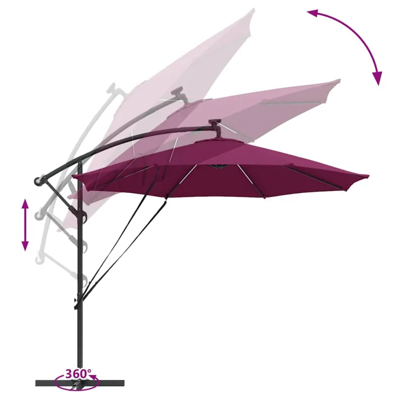 Skėtis nuo saulės Bordo raudona 294 x 294 x 248 cm