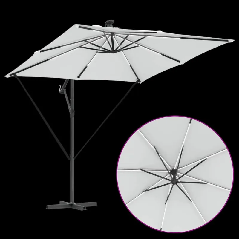 Skėtis nuo saulės su LED juostelėmis Smėlio 249 x 249 x 250 cm