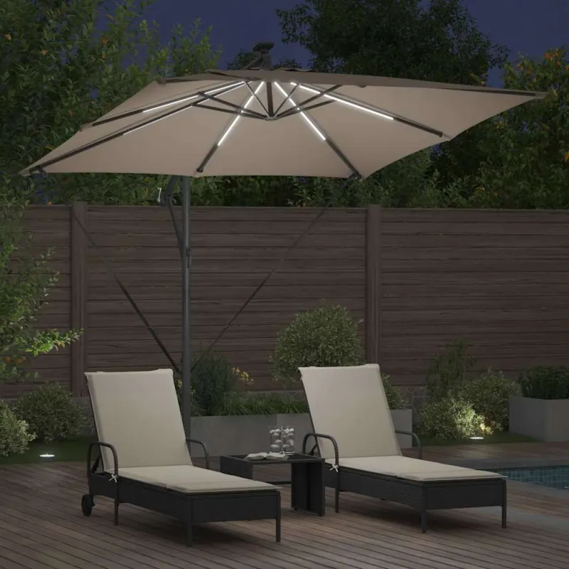 Skėtis nuo saulės su LED juostelėmis Tortora 249 x 249 x 250 cm