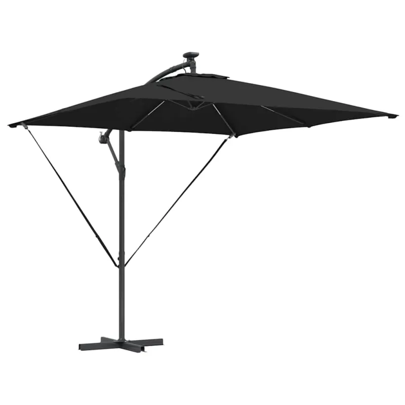 Skėtis nuo saulės su LED juostelėmis Juoda 249 x 249 x 250 cm