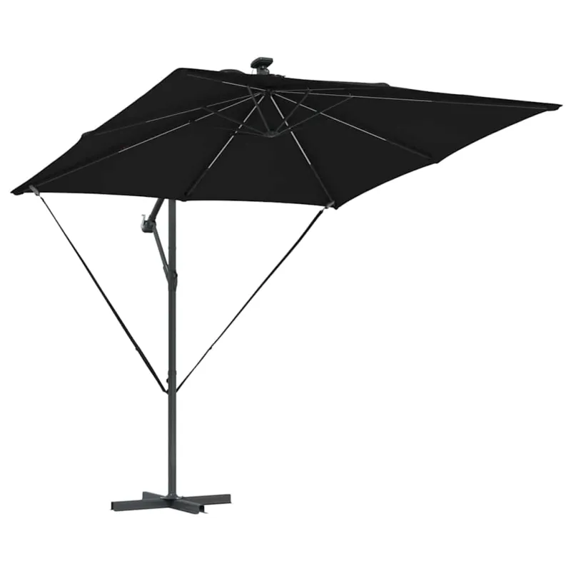 Skėtis nuo saulės su LED juostelėmis Juoda 249 x 249 x 250 cm