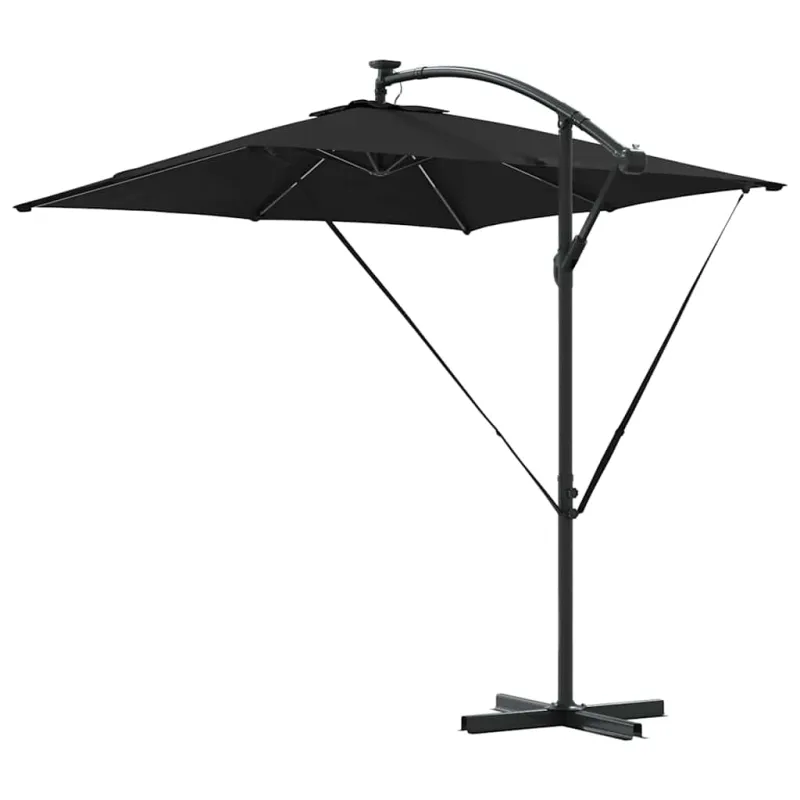 Skėtis nuo saulės su LED juostelėmis Juoda 249 x 249 x 250 cm