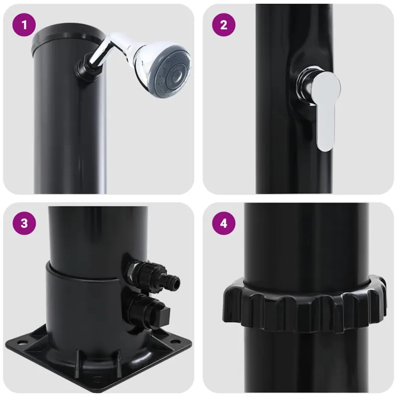 Lauko saulės dušas Juoda 217 cm PVC ir aliuminis