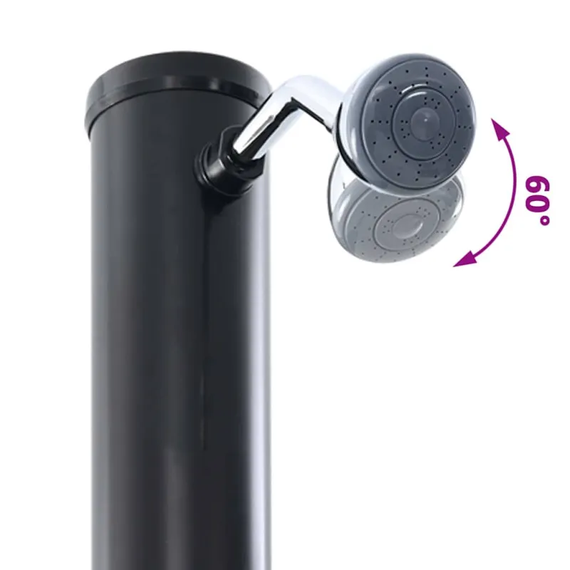 Lauko saulės dušas Juoda 217 cm PVC ir aliuminis