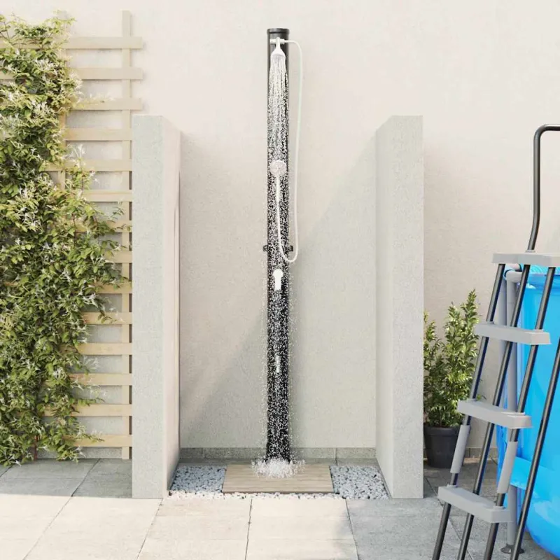 Lauko saulės dušas Juoda 217 cm PVC ir aliuminis