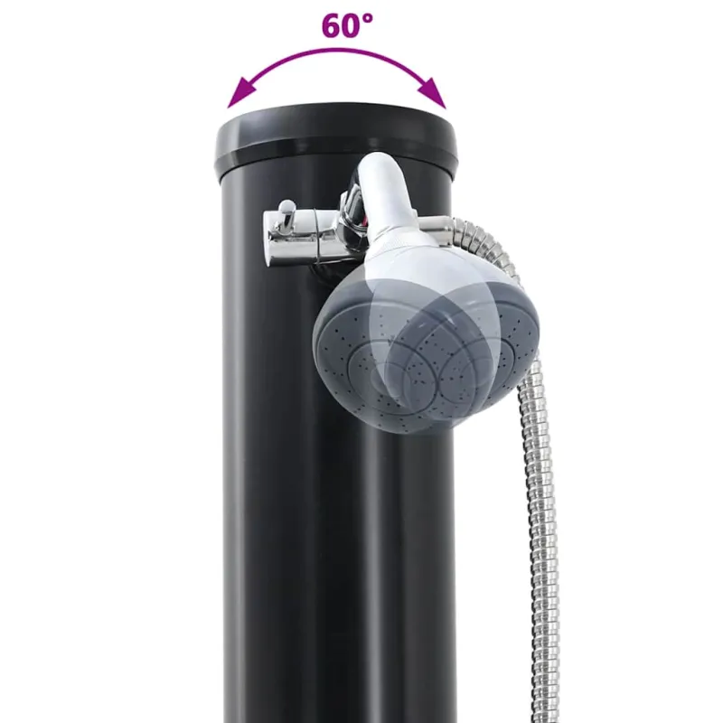 Lauko saulės dušas Juoda 217 cm PVC ir aliuminis