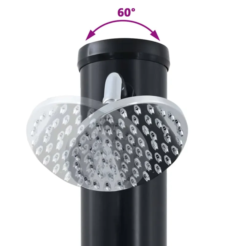 Lauko saulės dušas Juoda 217 cm PVC ir aliuminis