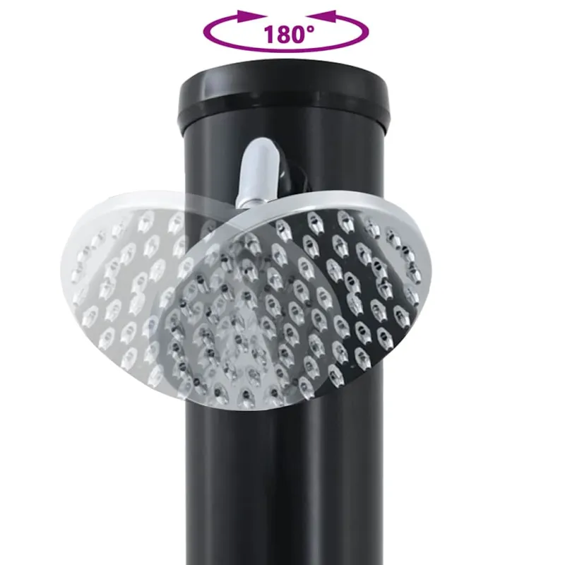 Lauko saulės dušas Juoda 217 cm PVC ir aliuminis