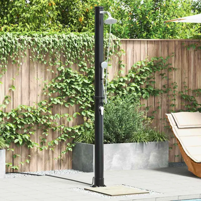 Lauko saulės dušas Juoda 217 cm PVC ir aliuminis