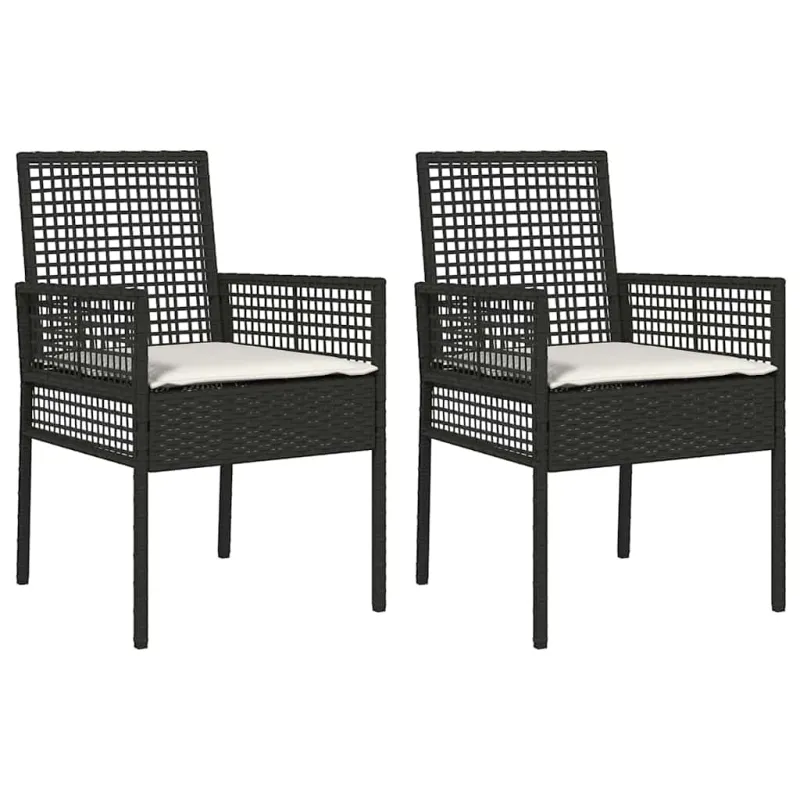 Sodo Kėdė su pagalve 2 pcs Juoda 55 x 53 x 85 cm poliratanas