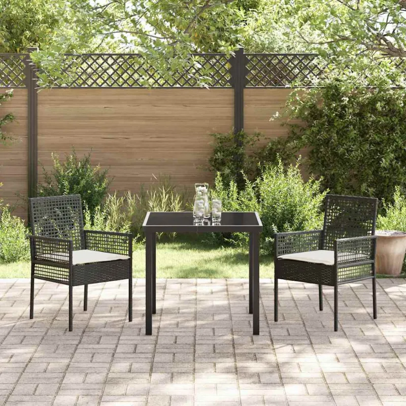 Sodo Kėdė su pagalve 2 pcs Juoda 55 x 53 x 85 cm poliratanas