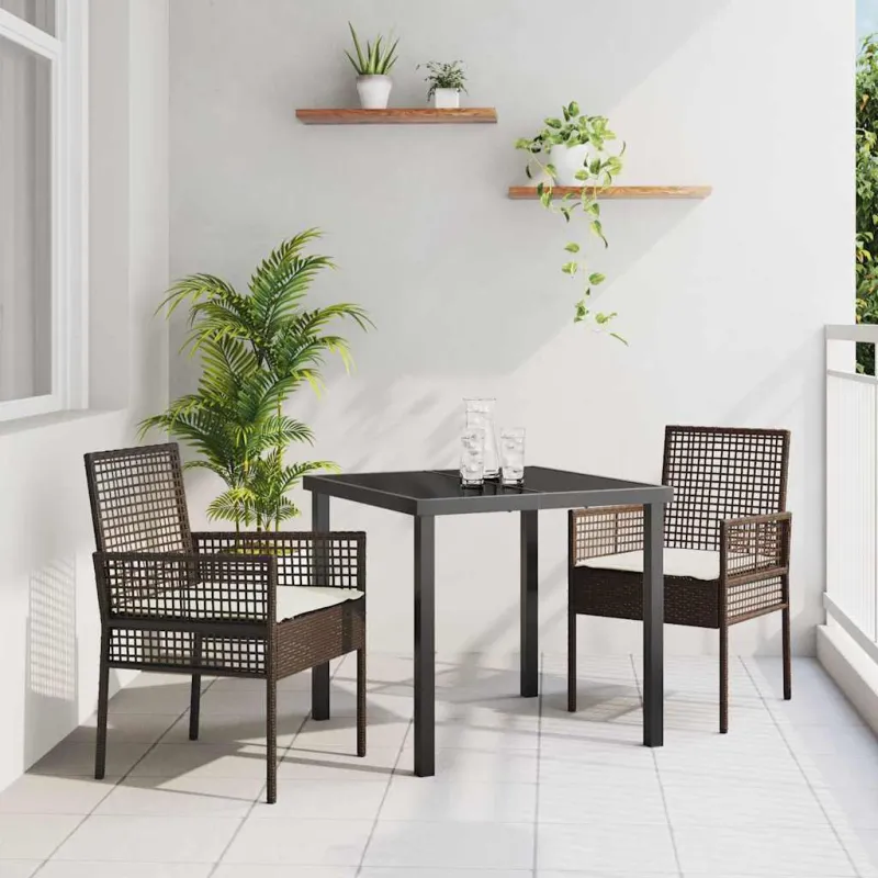 Sodo Kėdė su pagalve 2 pcs Ruda 55 x 53 x 85 cm poliratanas
