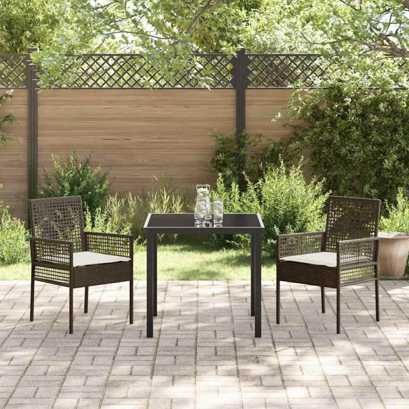 Sodo Kėdė su pagalve 2 pcs Ruda 55 x 53 x 85 cm poliratanas