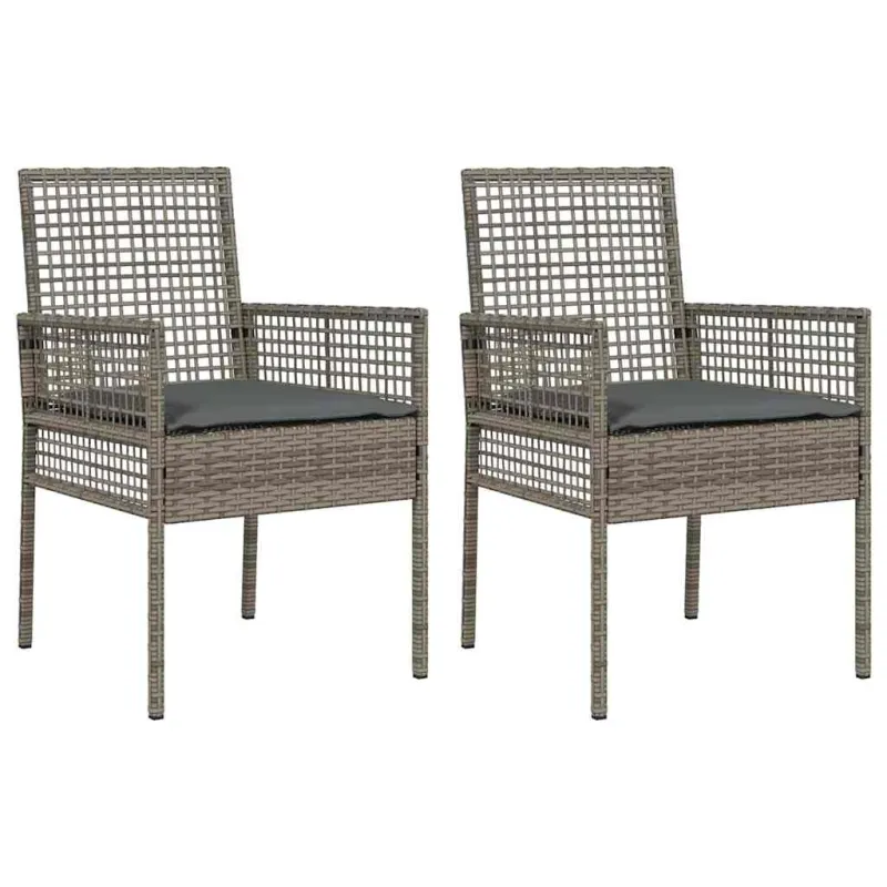 Sodo Kėdė su pagalve 2 pcs Pilka 55 x 53 x 85 cm poliratanas