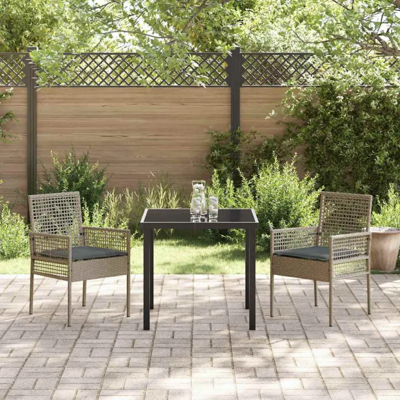 Sodo Kėdė su pagalve 2 pcs Pilka 55 x 53 x 85 cm poliratanas