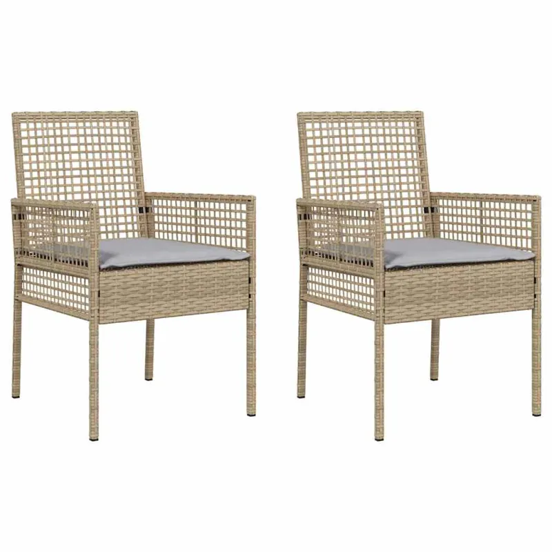 Sodo Kėdė su pagalve 2 pcs Smėlio 55 x 53 x 85 cm poliratanas