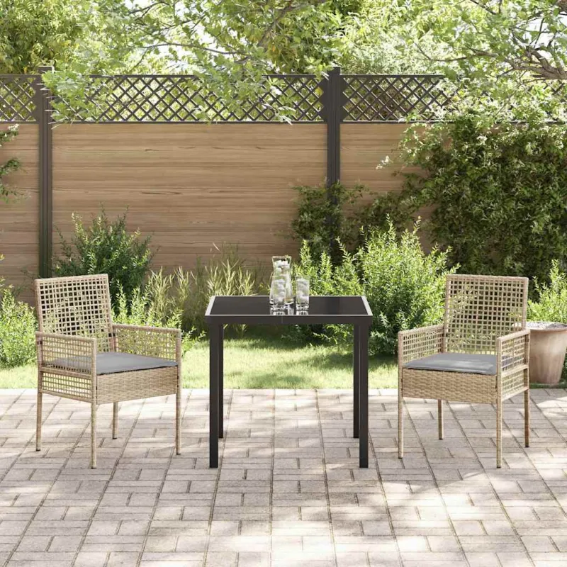 Sodo Kėdė su pagalve 2 pcs Smėlio 55 x 53 x 85 cm poliratanas