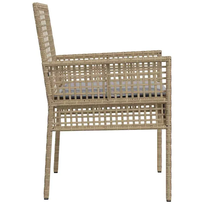 Sodo Kėdė su pagalve 2 pcs Smėlio 55 x 53 x 85 cm poliratanas