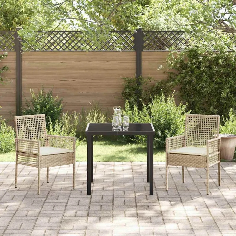 Sodo Kėdė su pagalve 2 pcs Smėlio 55 x 53 x 85 cm poliratanas