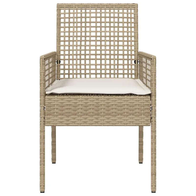 Sodo Kėdė su pagalve 2 pcs Smėlio 55 x 53 x 85 cm poliratanas