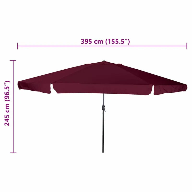 Sodo skėtis Bordo raudona 394 x 394 x 248 cm