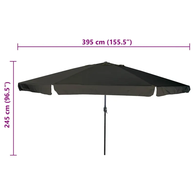 Sodo skėtis Juoda 394 x 394 x 248 cm Poliesteris ir plienas