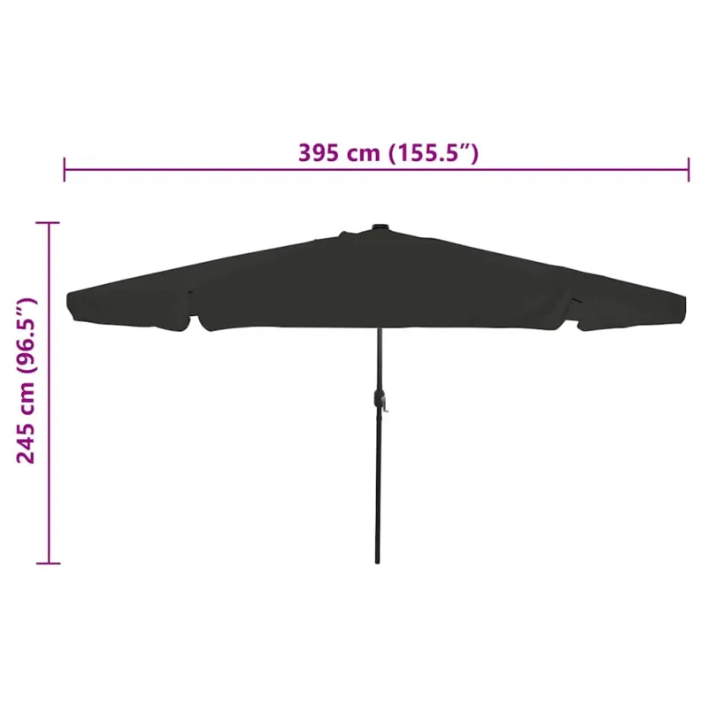 Sodo skėtis Juoda 395 x 395 x 245 cm Poliesteris