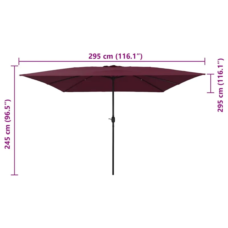 Sodo skėtis Bordo raudona 295 x 295 x 245 cm